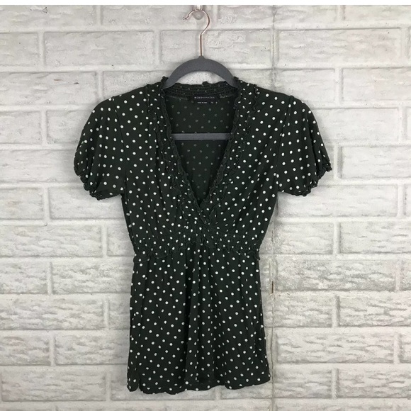 BCBGMAXAZRIA Top Polka Dot Elastic Empire Waist - Picture 3 of 9